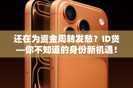 还在为资金周转发愁？ID贷—你不知道的身份新机遇！