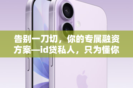 告别一刀切，你的专属融资方案—id贷私人，只为懂你的你